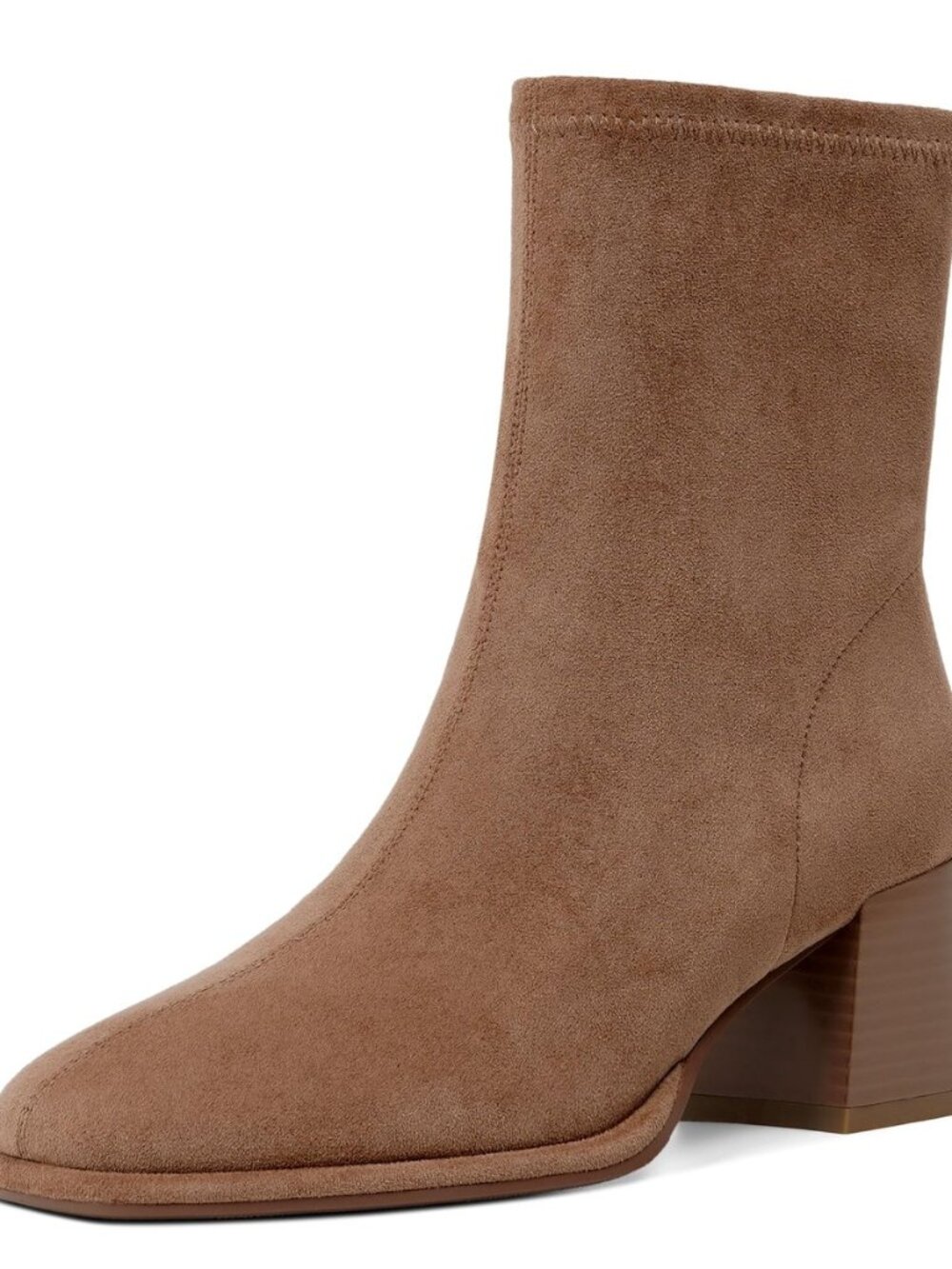 Ankle Boots for Women Square Toe Chunky Booties With Side Zipper